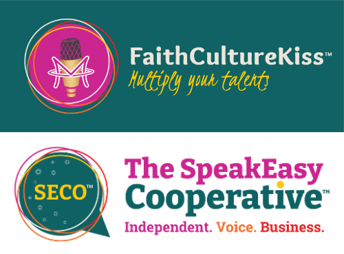 The SpeakEasy Cooperative logo is a communication bubble representing voice business owners collaborating with each other.