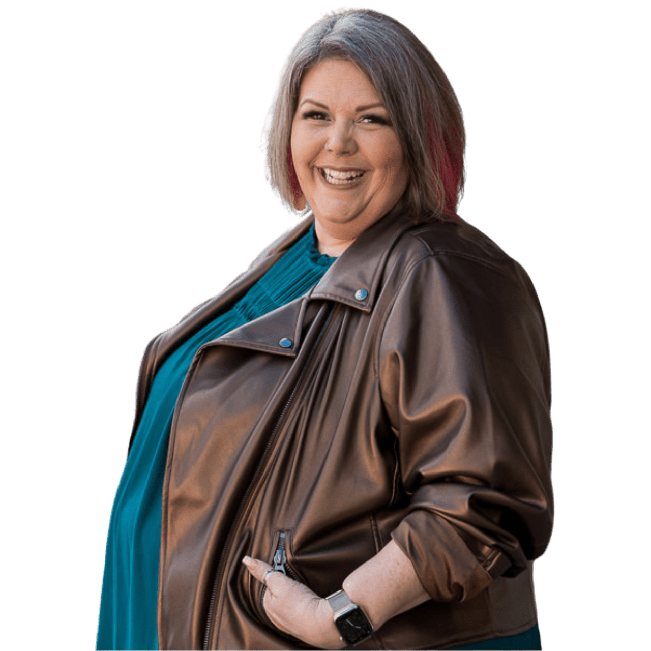 A photo of Michelle Markwart Deveaux on brand, smiling at you.